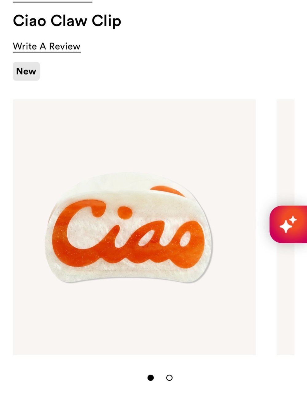 Glitter 'Ciao' Hair Clip in Pink and Orange